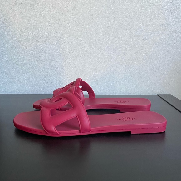 NIB Hermès Aloha Rubber Sandals Red Rose Baie size 36 - Picture 4 of 8